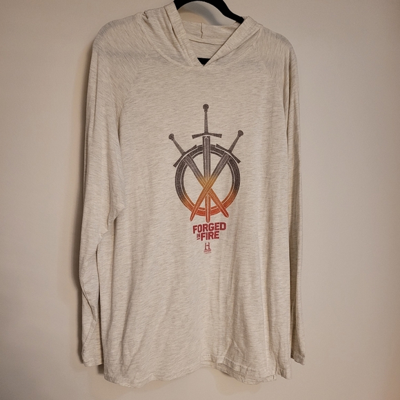 Forged In Fire History Channel Longsleeve Hoodie Tee Heathered Oatmeal  XXL - Picture 3 of 10